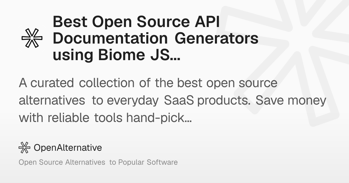 Best Open Source API Documentation Generators using Biome JS in 2026
