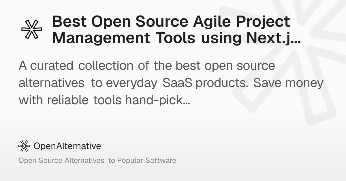 Best Open Source Agile Project Management Tools using Next.js in 2026
