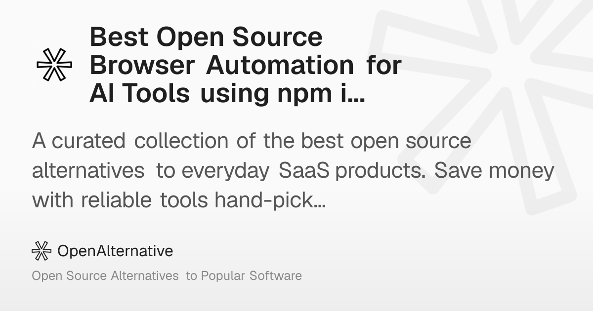 Best Open Source Browser Automation for AI Tools using npm in 2026
