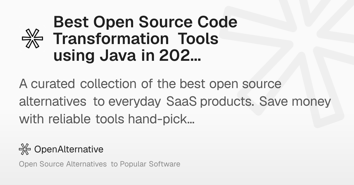 Best Open Source Code Transformation Tools using Java in 2026