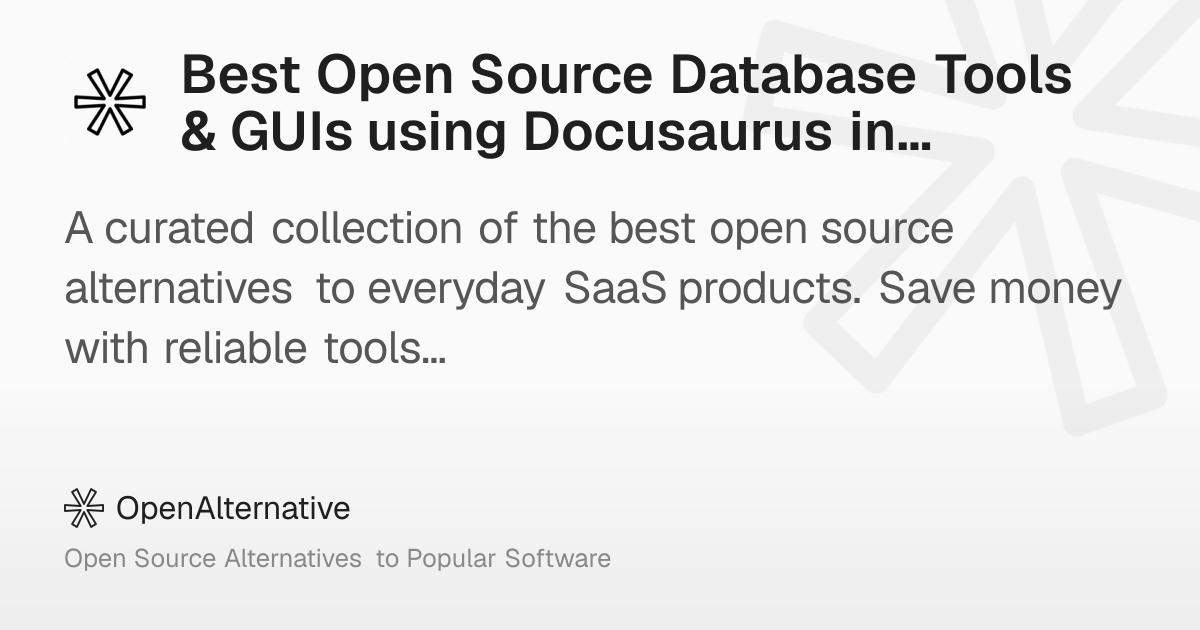 Best Open Source Database Tools & GUIs using Docusaurus in 2026