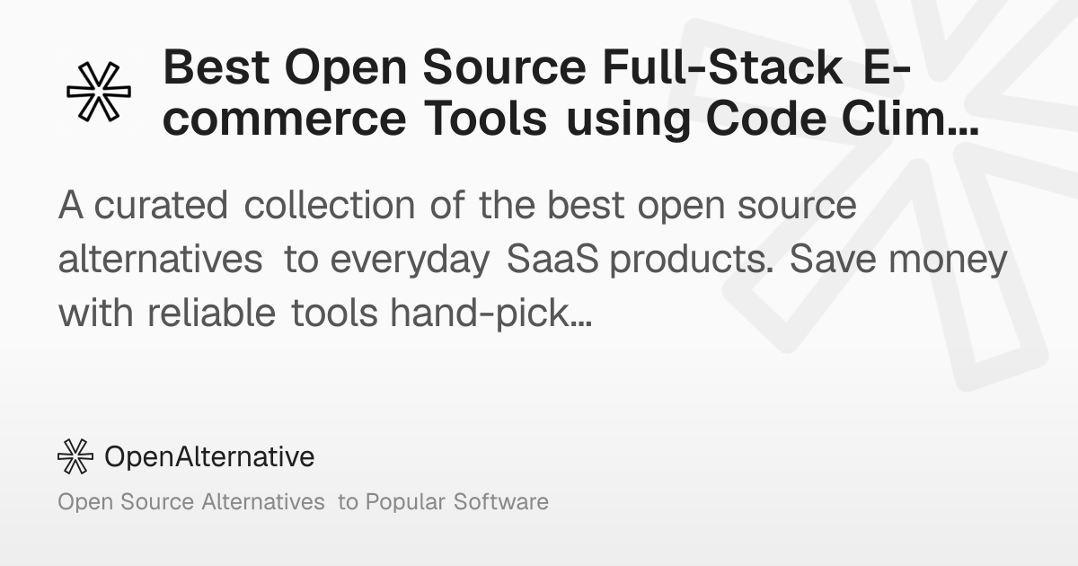 Best Open Source Full-Stack E-commerce Tools using Code Climate in 2026