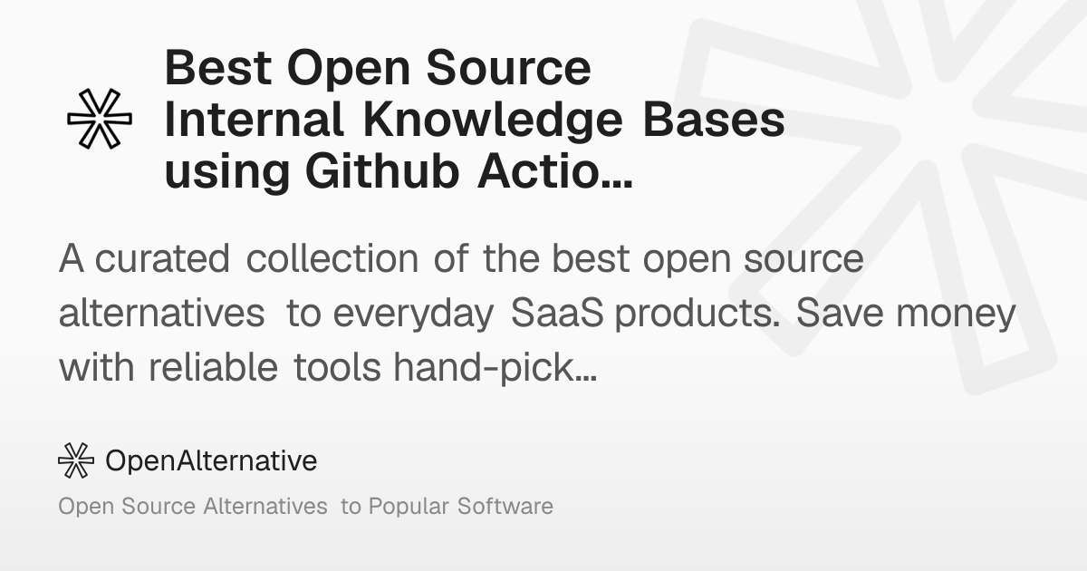 Best Open Source Internal Knowledge Bases using Github Actions in 2026
