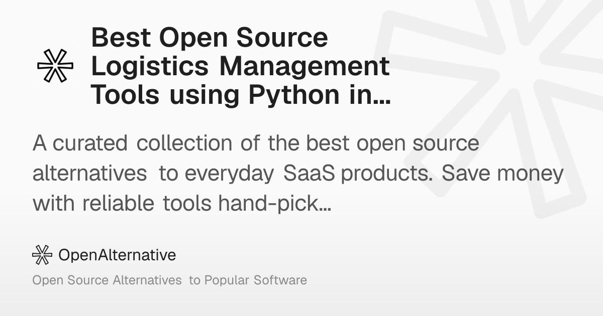 Best Open Source Logistics Management Tools using Python in 2026