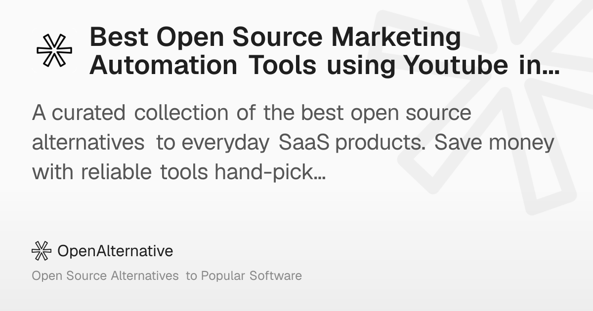 Best Open Source Marketing Automation Tools using Youtube in 2026