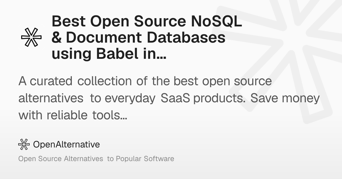 Best Open Source NoSQL & Document Databases using Babel in 2026