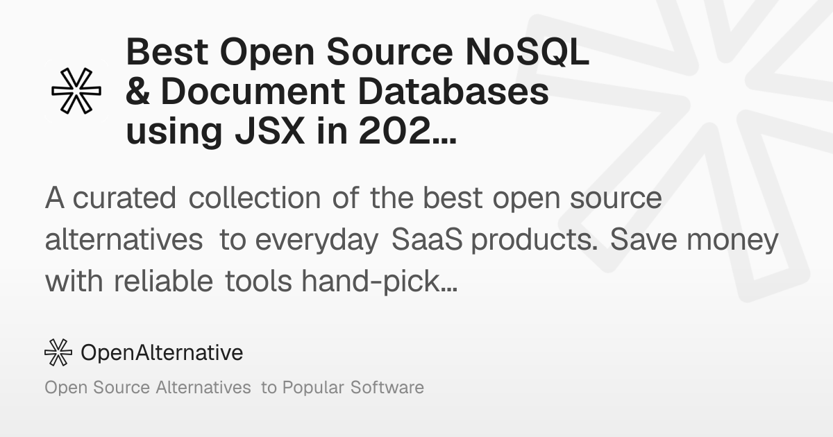 Best Open Source NoSQL & Document Databases using JSX in 2026