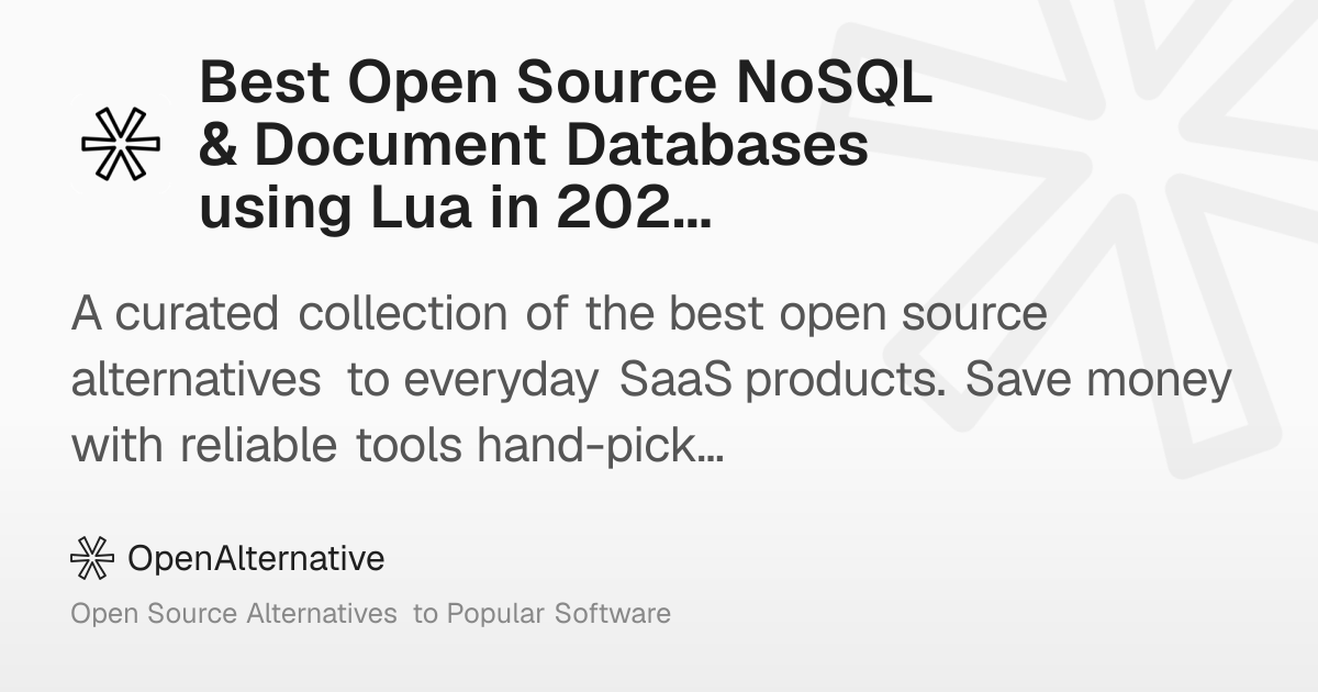 Best Open Source NoSQL & Document Databases using Lua in 2026