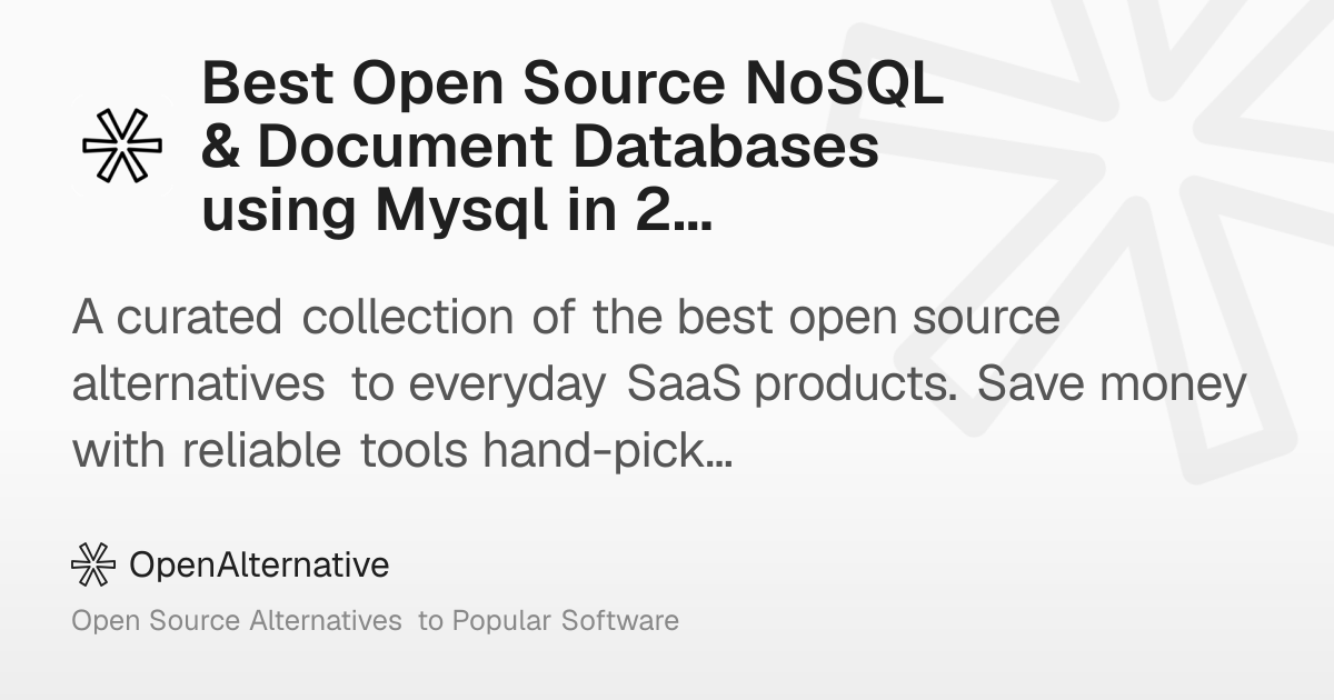Best Open Source NoSQL & Document Databases using Mysql in 2026