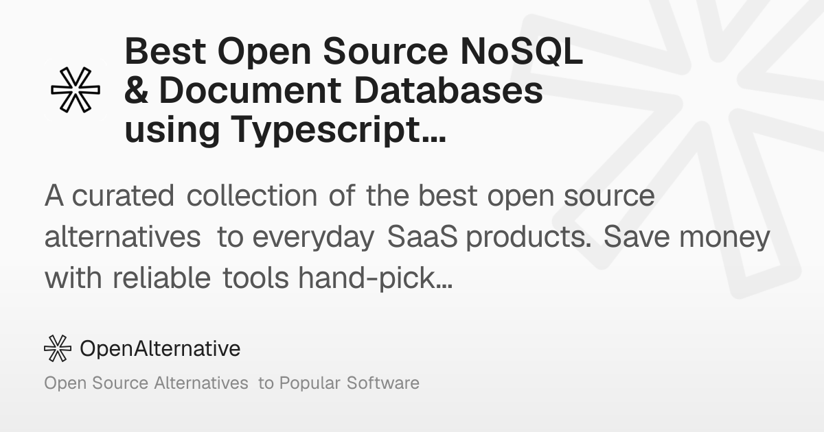 Best Open Source NoSQL & Document Databases using Typescript in 2026
