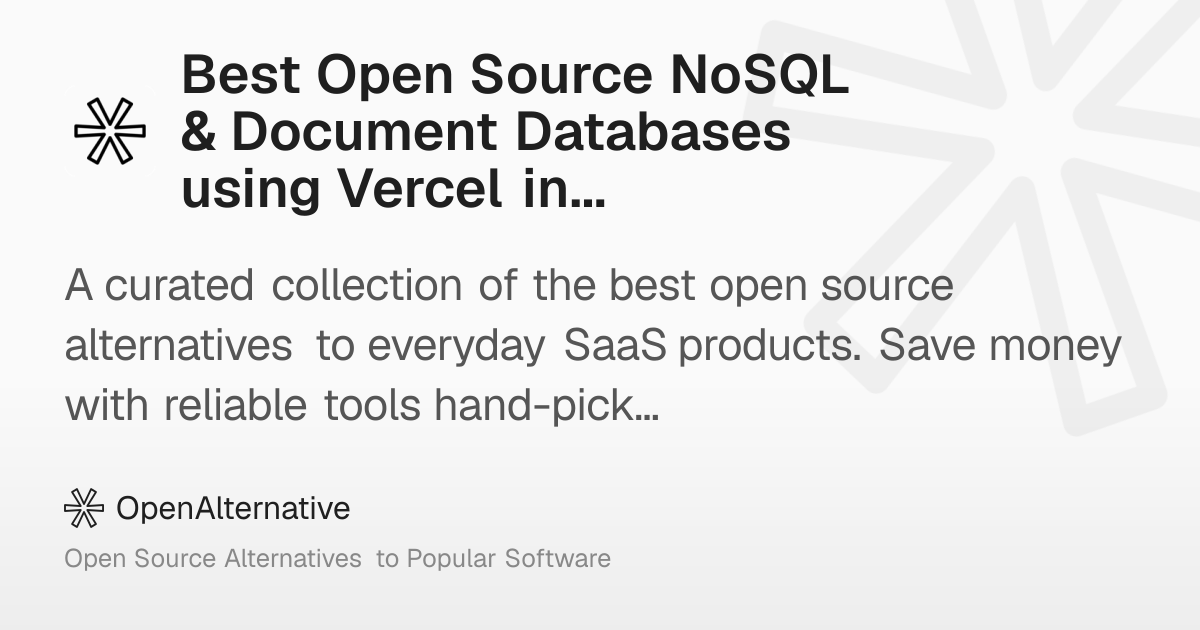 Best Open Source NoSQL & Document Databases using Vercel in 2026