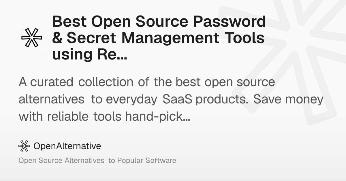 Best Open Source Password & Secret Management Tools using React in 2026