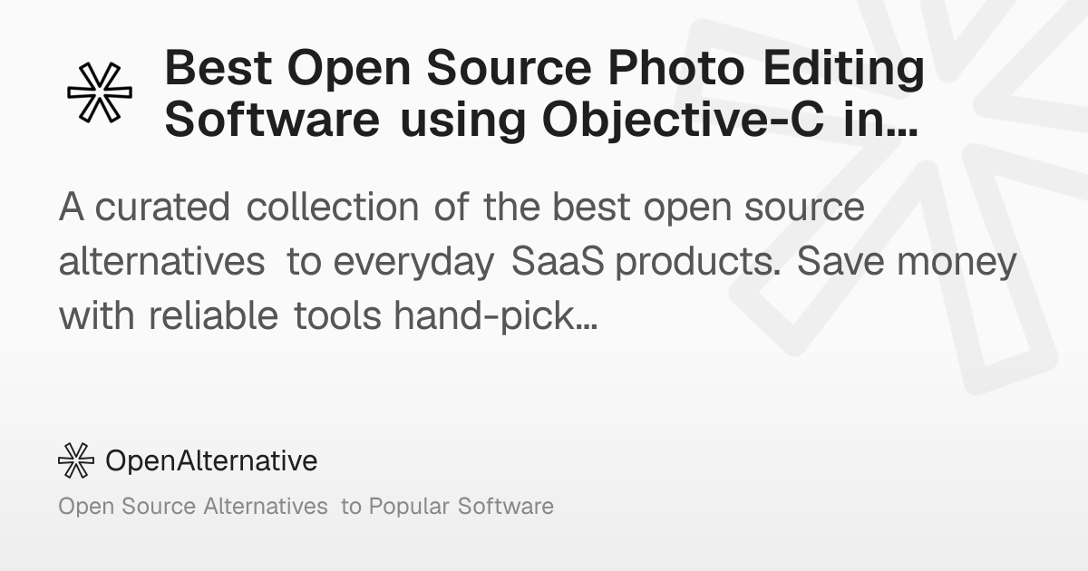 Best Open Source Photo Editing Software using Objective-C in 2026