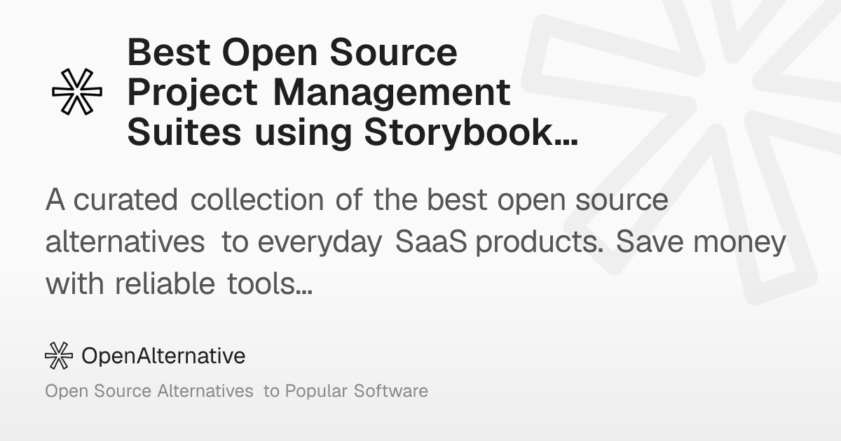 Best Open Source Project Management Suites using Storybook in 2026