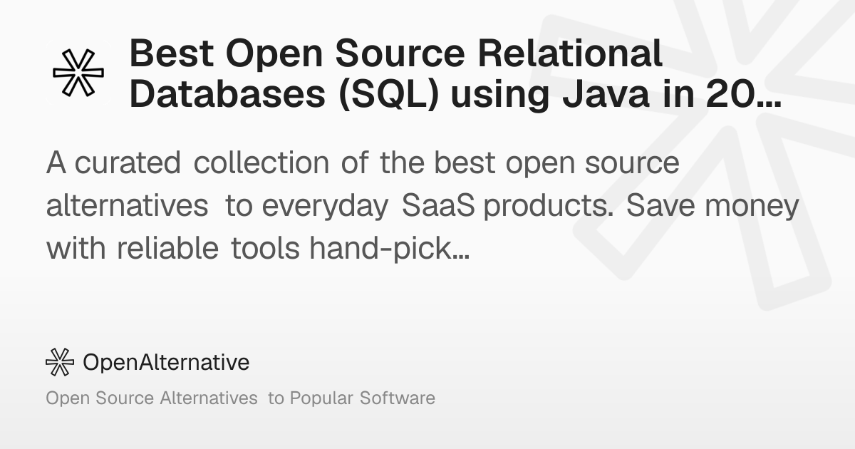 Best Open Source Relational Databases (SQL) using Java in 2026