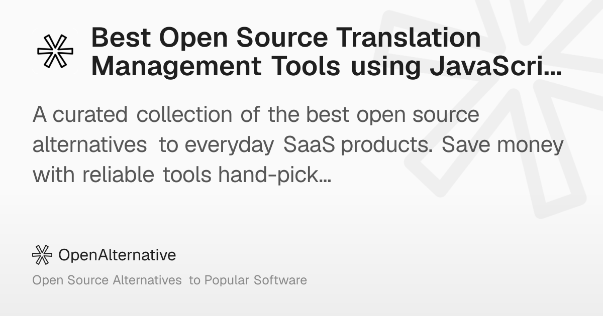Best Open Source Translation Management Tools using JavaScript in 2026