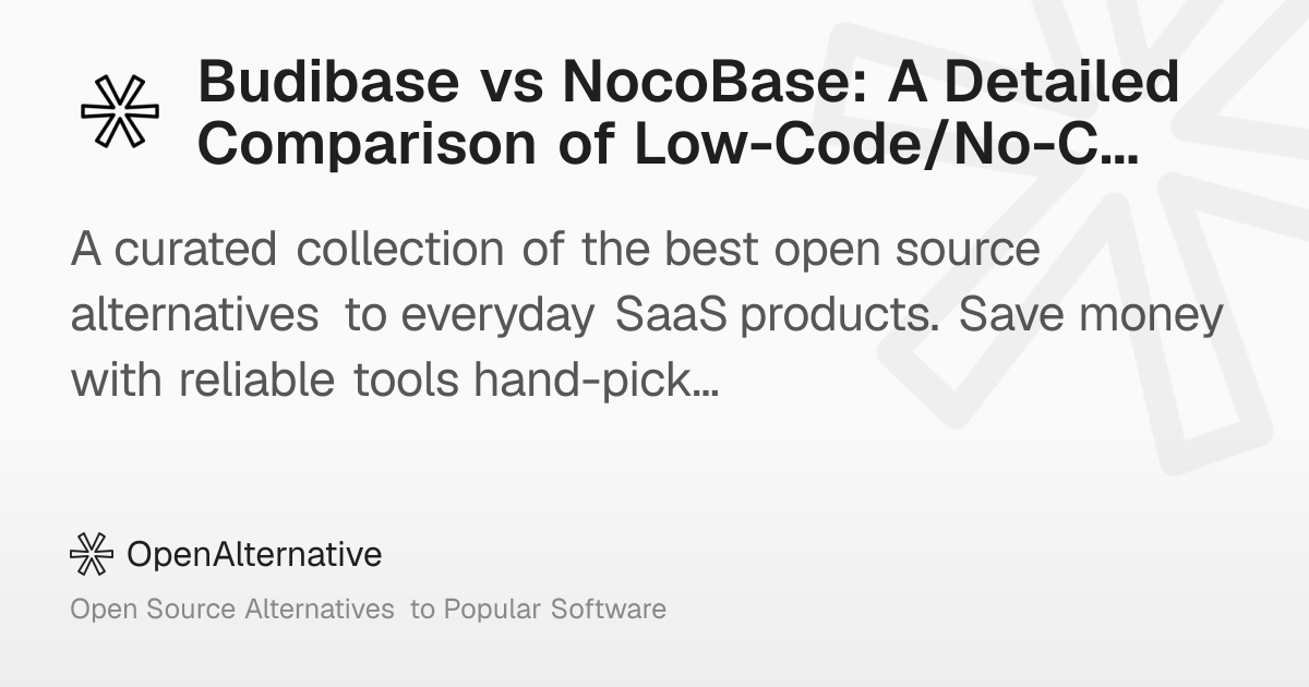 Budibase vs NocoBase: A Detailed Comparison of Low-Code/No-Code ...