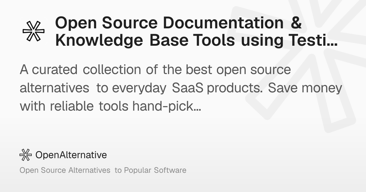 Best Open Source Documentation & Knowledge Base Tools using Testing ...