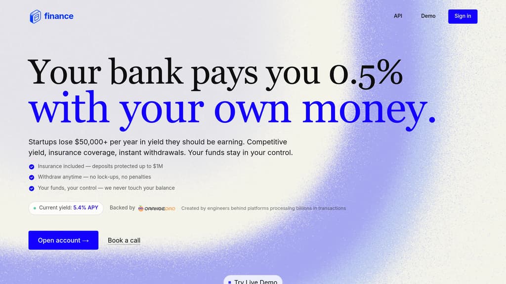 Screenshot of 0 Finance website