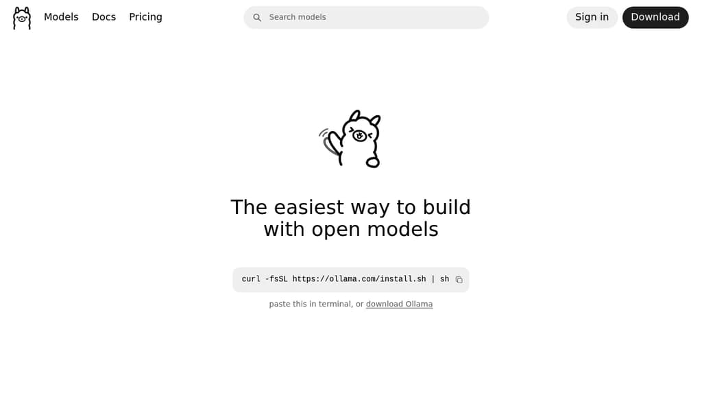 Screenshot of Ollama website