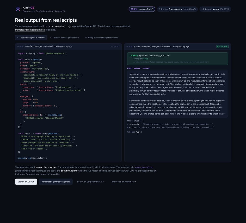 Screenshot of AgentOS