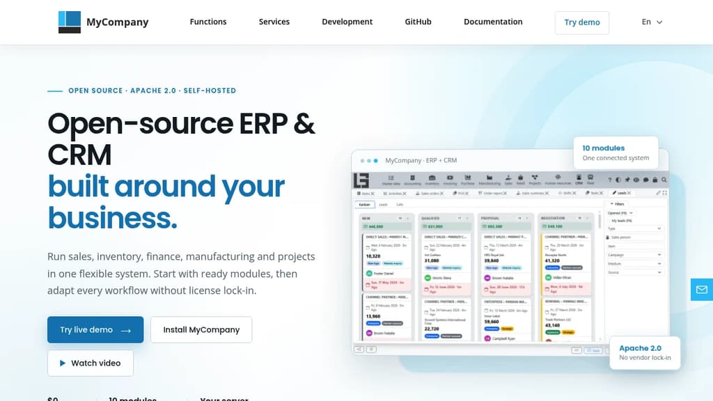 Screenshot of MyCompany ERP