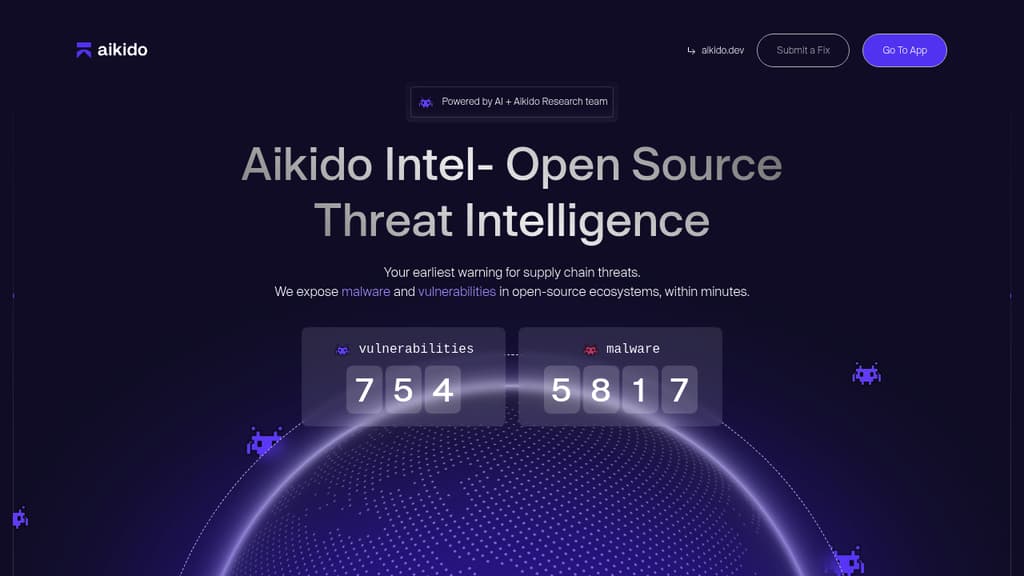 Screenshot of Aikido Intel website