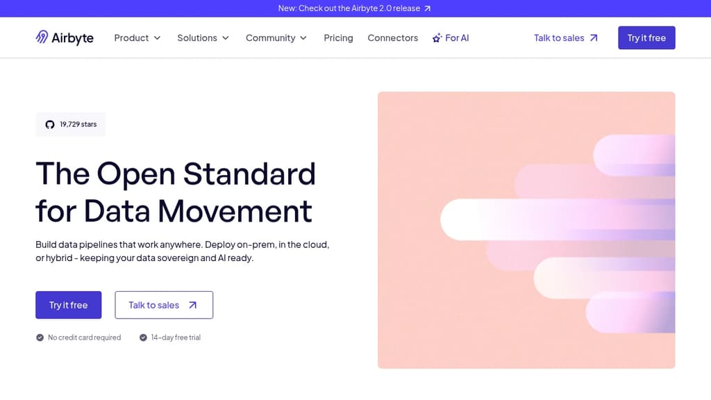 Screenshot of Airbyte website