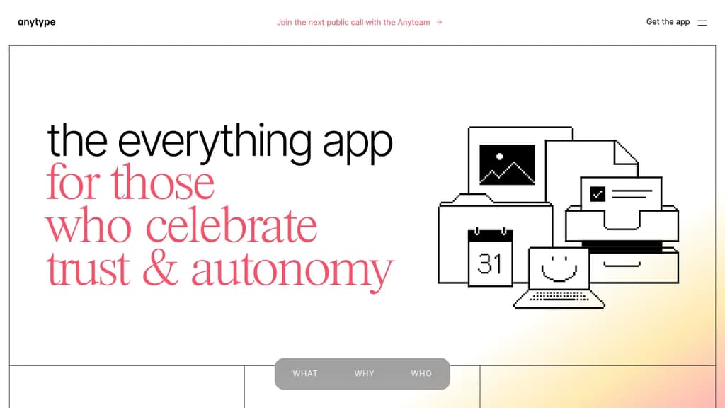 Screenshot of AnyType website