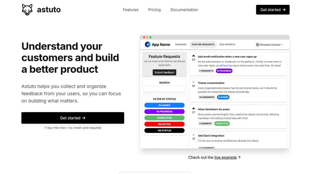 Screenshot of Astuto