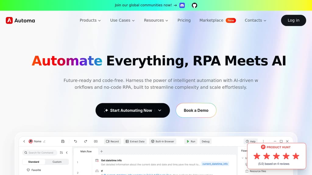 Screenshot of Automa website