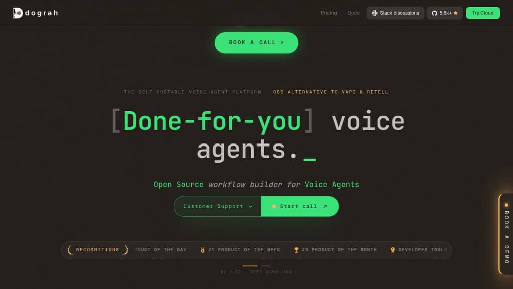 Screenshot of Dograh website