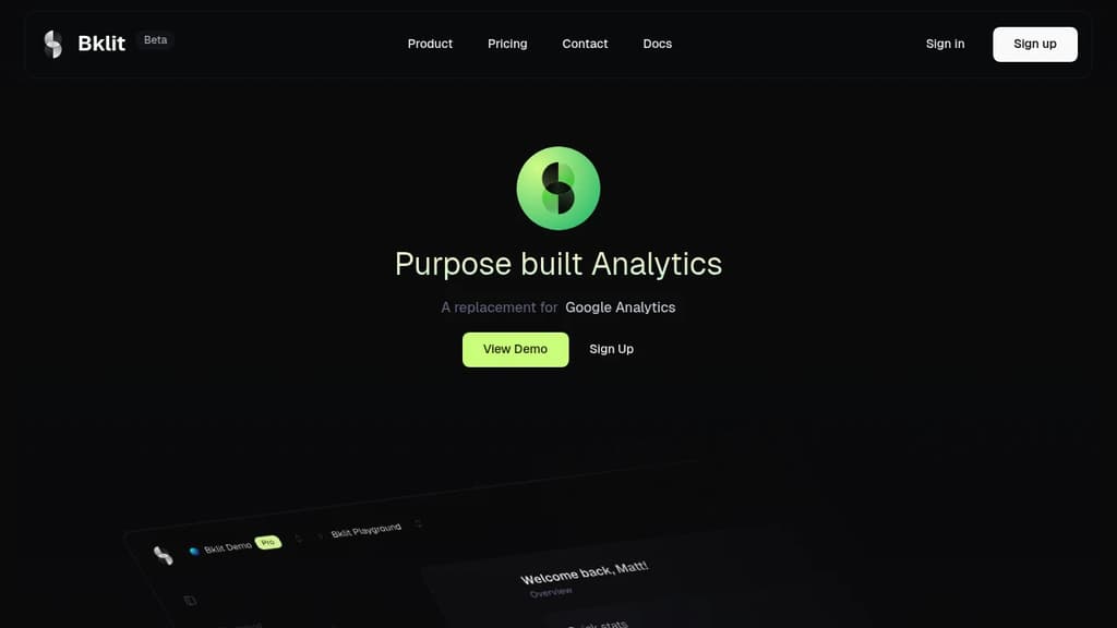 Screenshot of Bklit website