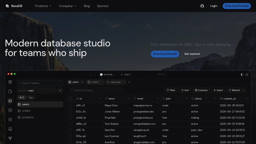 Screenshot of RexaDB