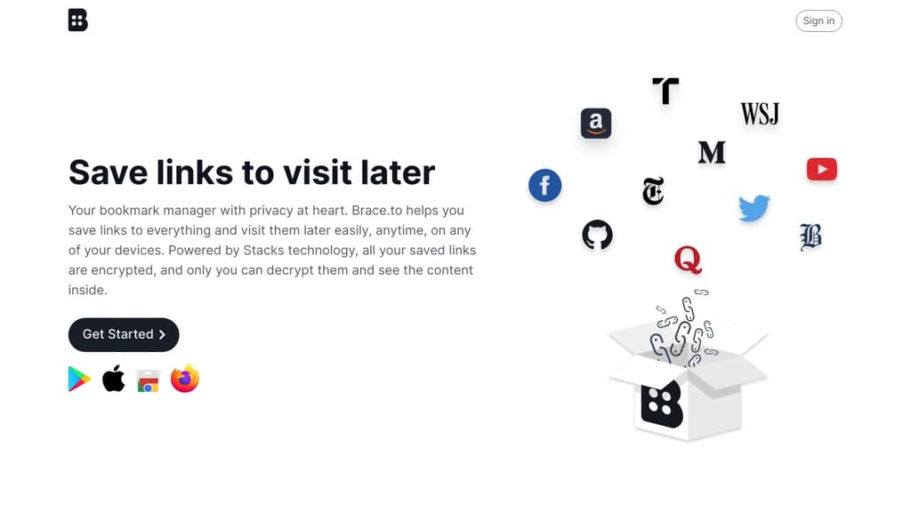 Screenshot of Brace.to website