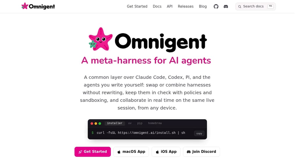 Screenshot of Omnigent website