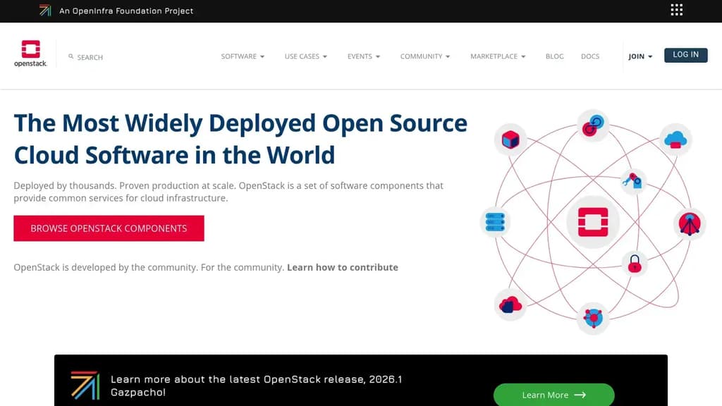 Screenshot of OpenStack website