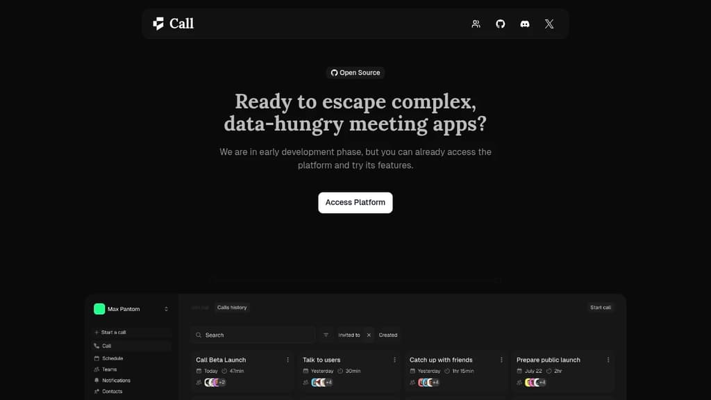 Screenshot of Call