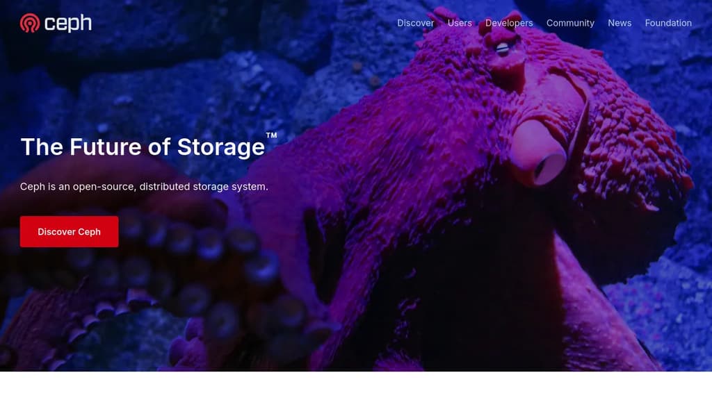 Screenshot of Ceph website