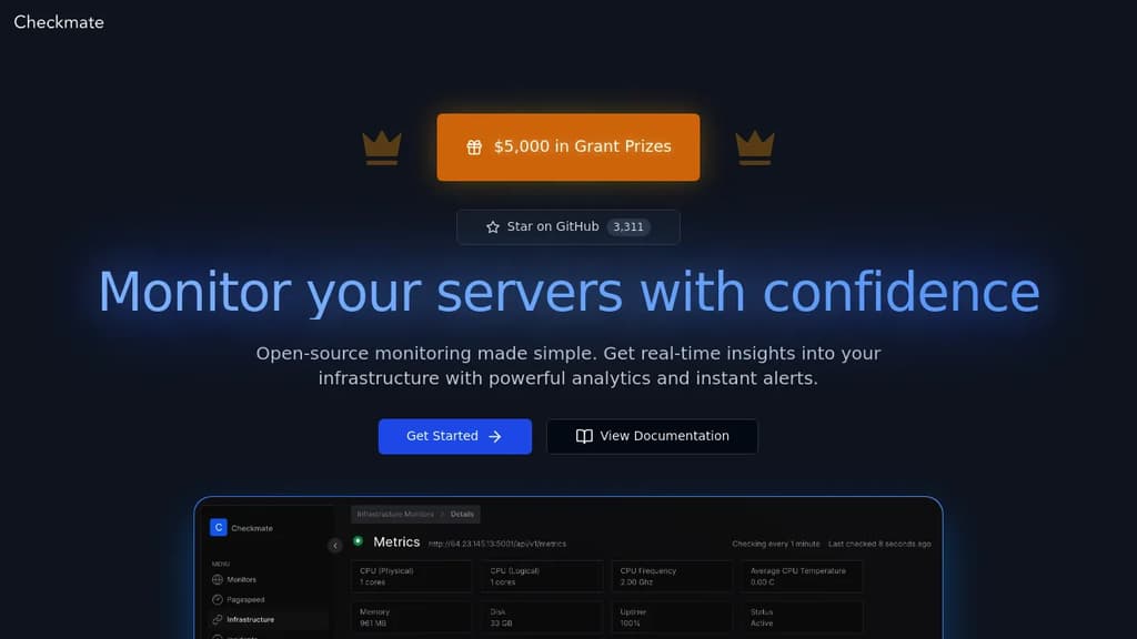 Screenshot of Checkmate website