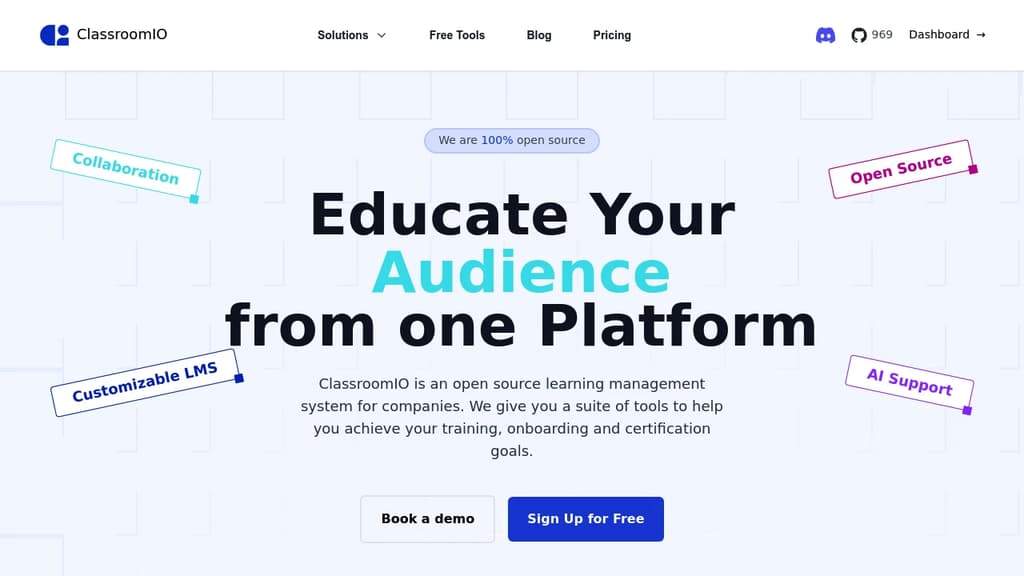 Screenshot of ClassroomIO website