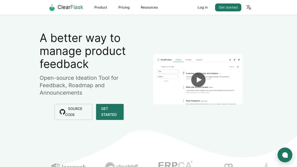 Screenshot of ClearFlask