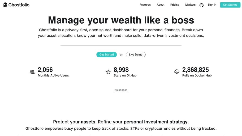 Screenshot of Ghostfolio