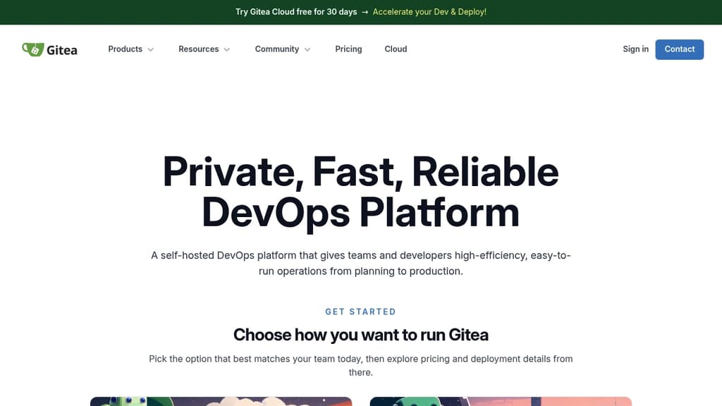 Screenshot of Gitea website