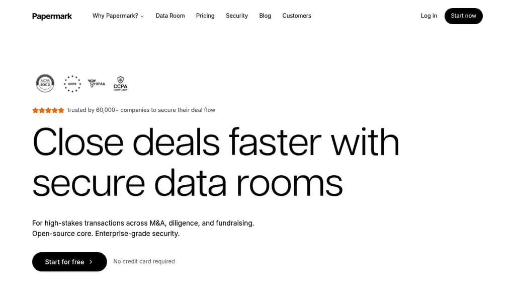 Screenshot of Papermark website
