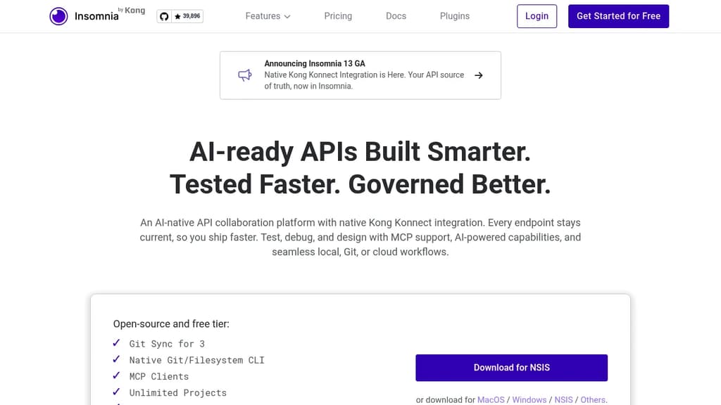 Screenshot of Insomnia website