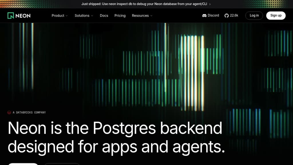 Screenshot of Neon Postgres website