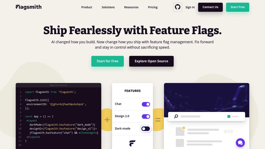 Screenshot of Flagsmith website
