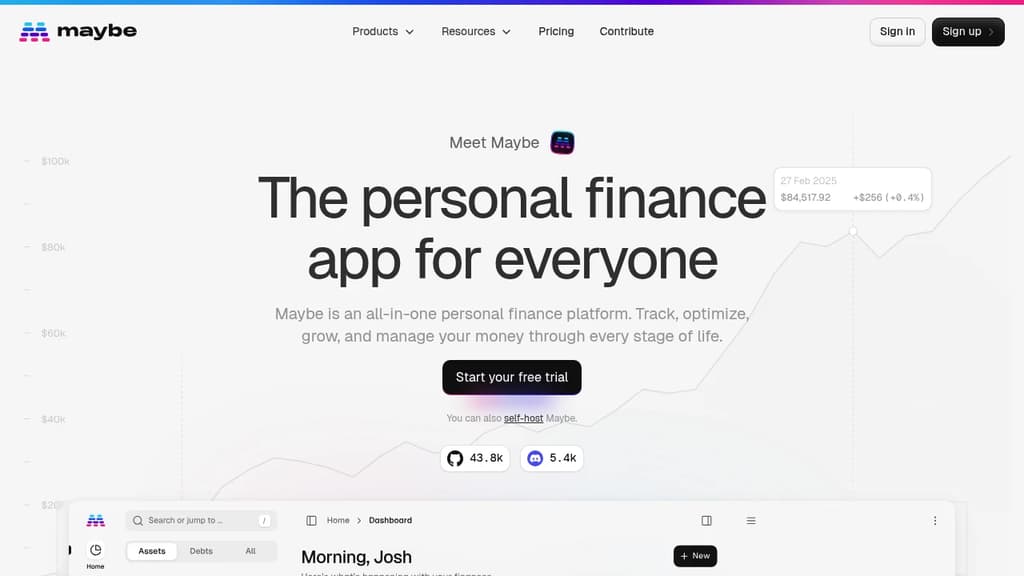 Screenshot of Maybe website