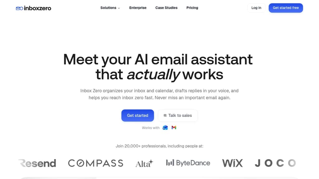 Screenshot of Inbox Zero website